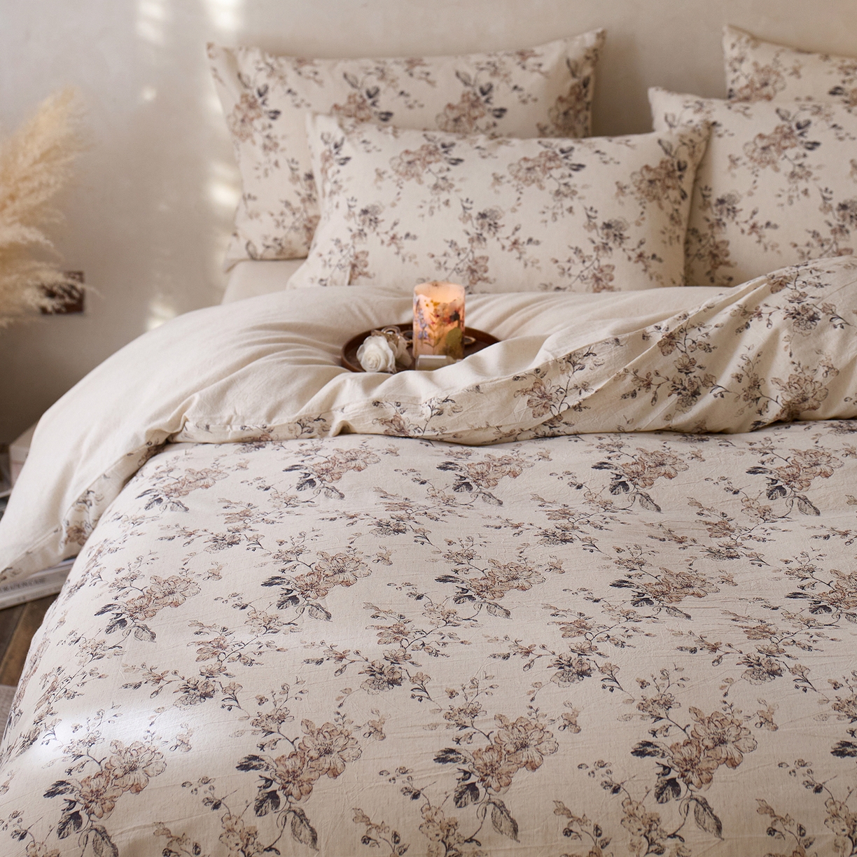 91家纺网 家纺一手货源 找家纺 千朵森 2026新款复古全棉棉麻碎花四件套 织野寻芳