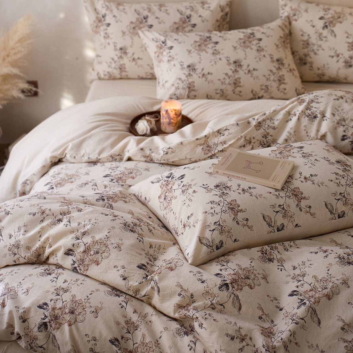 91家纺网 家纺一手货源 找家纺 千朵森 2026新款复古全棉棉麻碎花四件套 织野寻芳