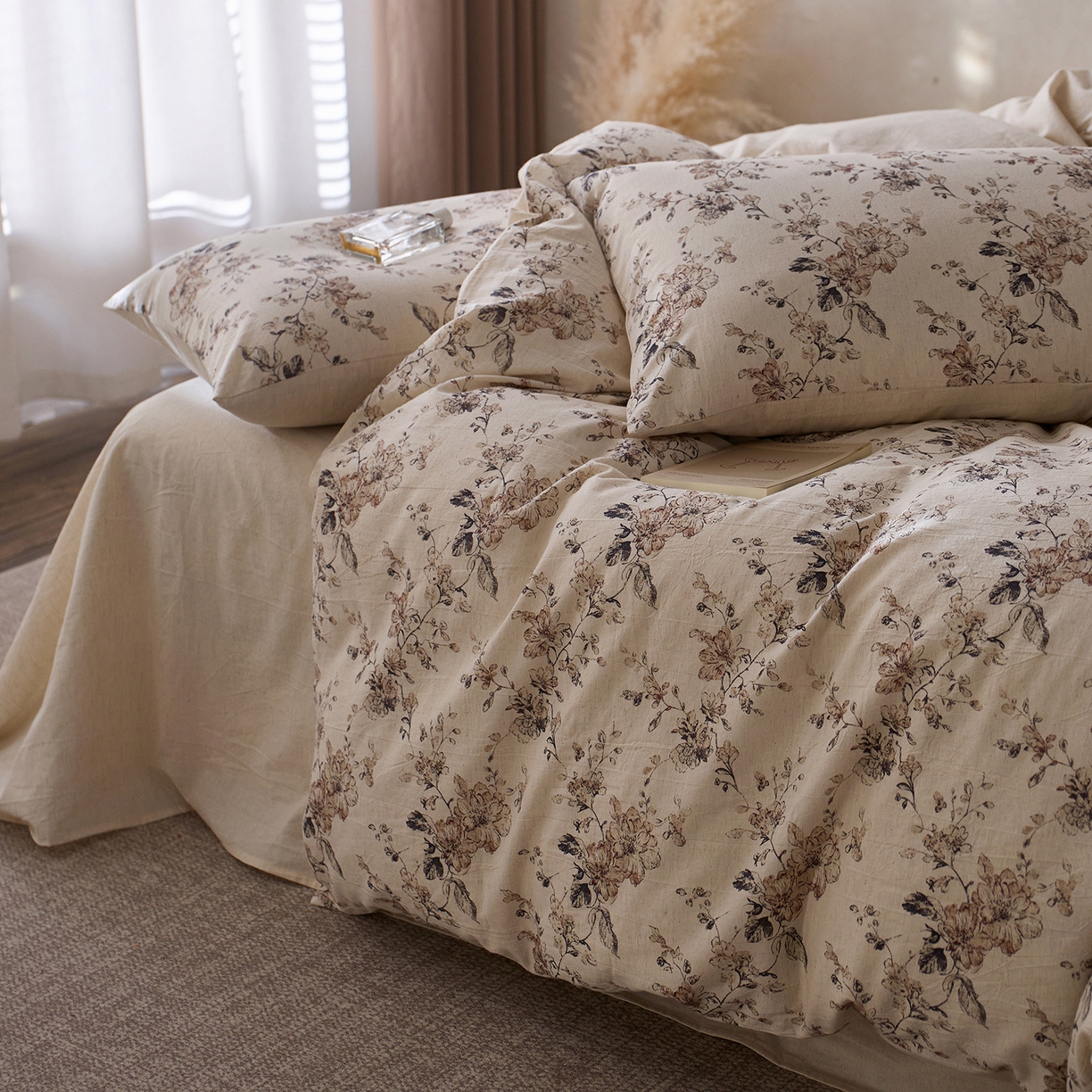 91家纺网 家纺一手货源 找家纺 千朵森 2026新款复古全棉棉麻碎花四件套 织野寻芳