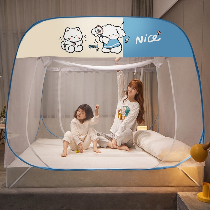 91家纺网 家纺一手货源 找家纺 豪梦园蚊帐工厂店 2026新款布艺防尘顶款方顶蚊帐 运动狗狗防尘顶款