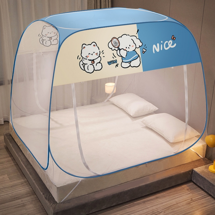 91家纺网 家纺一手货源 找家纺 豪梦园蚊帐工厂店 2026新款布艺防尘顶款方顶蚊帐 运动狗狗防尘顶款