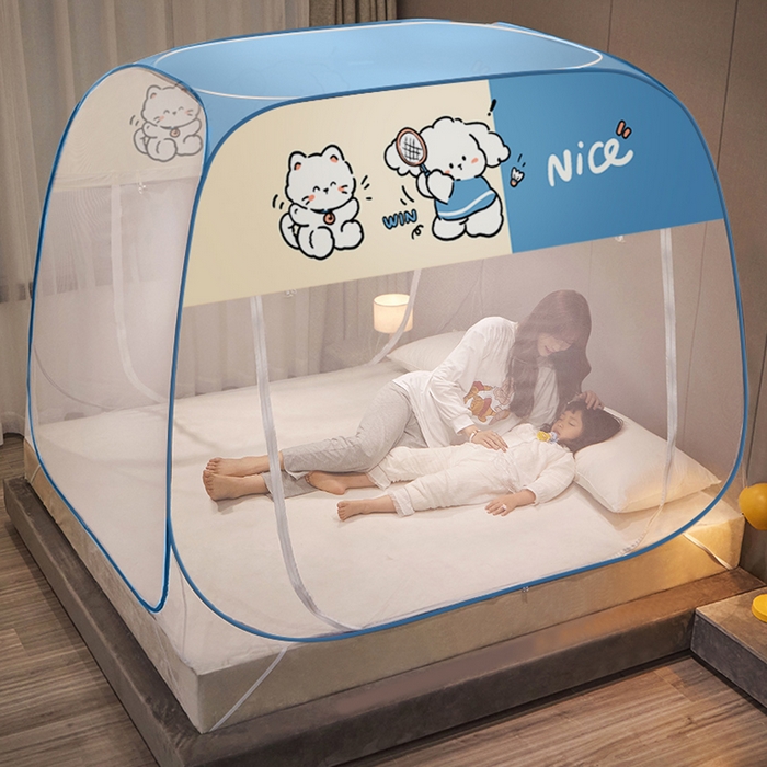 91家纺网 家纺一手货源 找家纺 豪梦园蚊帐工厂店 2026新款布艺防尘顶款方顶蚊帐 运动狗狗防尘顶款