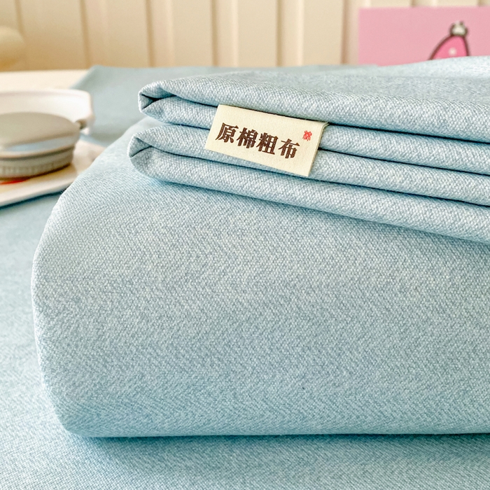 91家纺网 家纺一手货源 找家纺 首爱家纺 2026春夏新款100%全棉纯棉老粗布床单凉席席子 蓝调