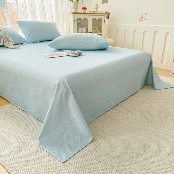 91家纺网 家纺一手货源 找家纺 首爱家纺 2026春夏新款100%全棉纯棉老粗布床单凉席席子 蓝调