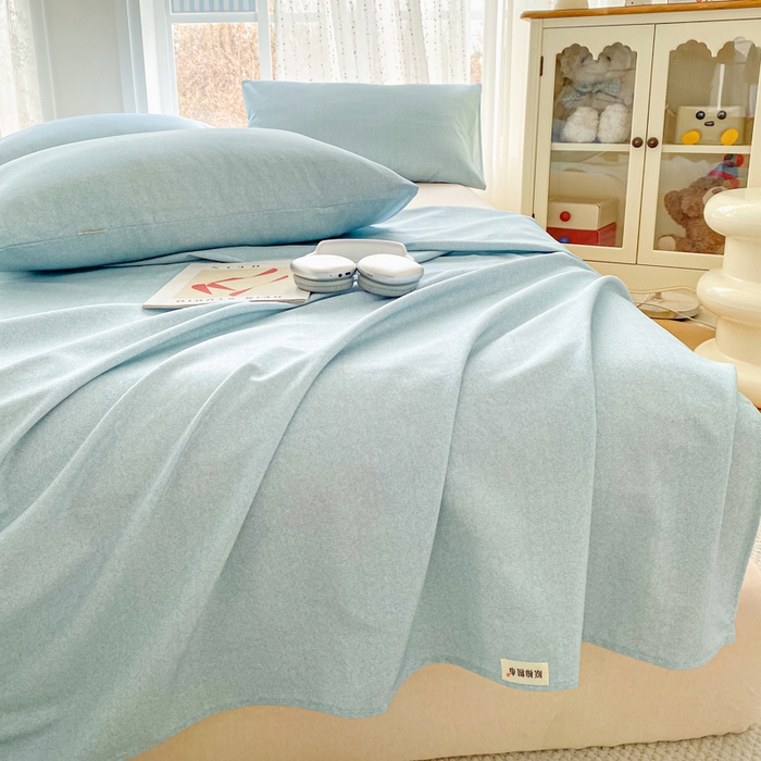 91家纺网 家纺一手货源 找家纺 首爱家纺 2026春夏新款100%全棉纯棉老粗布床单凉席席子 蓝调