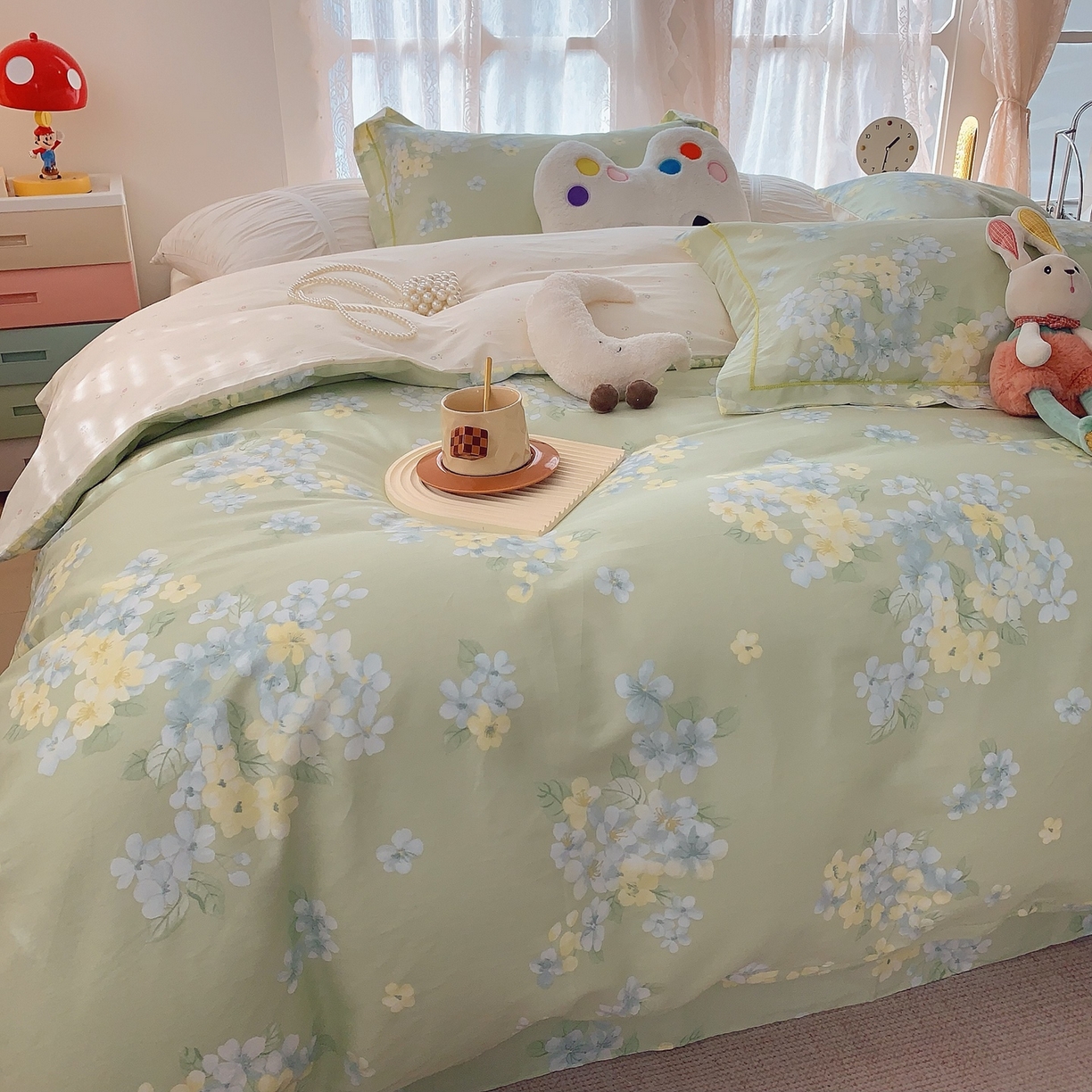 91家纺网 家纺一手货源 找家纺 莱豫家纺 2025新款全棉纯棉小清新印花四件套-第二波 夏末青花