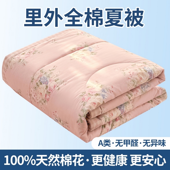 91家纺网 家纺一手货源 找家纺 （总）瑶瑶家居 2026新款A类里外全棉夏凉被四件套-风格三