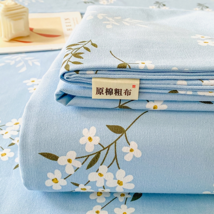 首爱家纺 2026春夏新款100%全棉纯棉老粗布床单凉席席子 蓝樱