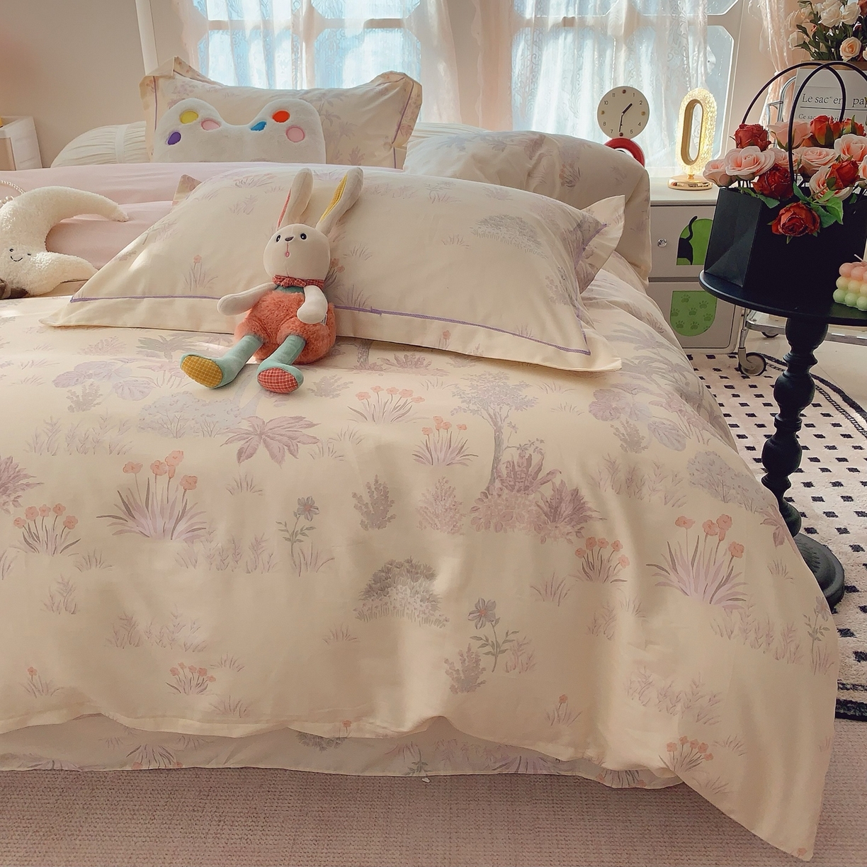 91家纺网 家纺一手货源 找家纺 莱豫家纺 2025新款全棉纯棉小清新印花四件套-第二波 雾迟