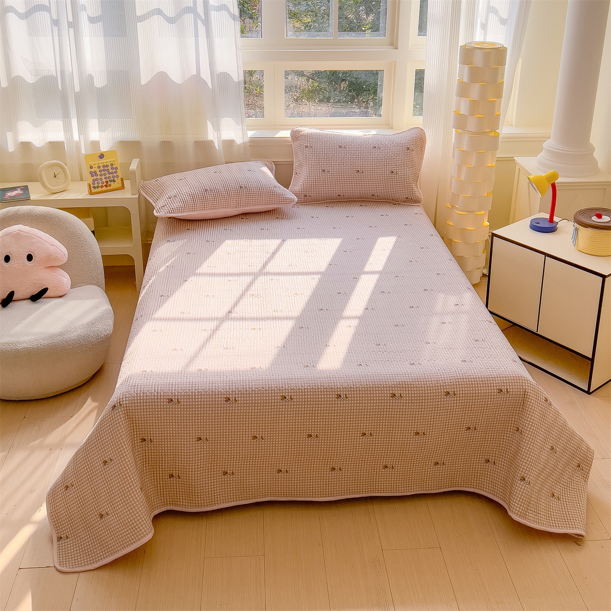 91家纺网 家纺一手货源 找家纺 （总）奥裕家纺 2026春夏新款双层纱床盖三件套