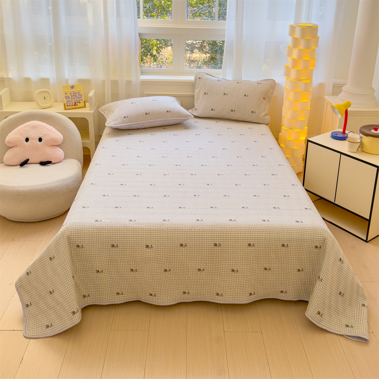 91家纺网 家纺一手货源 找家纺 （总）奥裕家纺 2026春夏新款双层纱床盖三件套