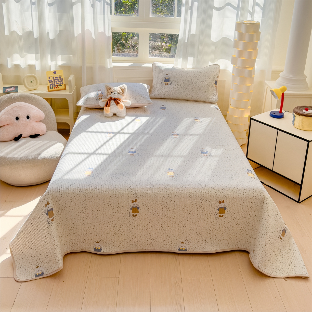 91家纺网 家纺一手货源 找家纺 （总）奥裕家纺 2026春夏新款双层纱床盖三件套