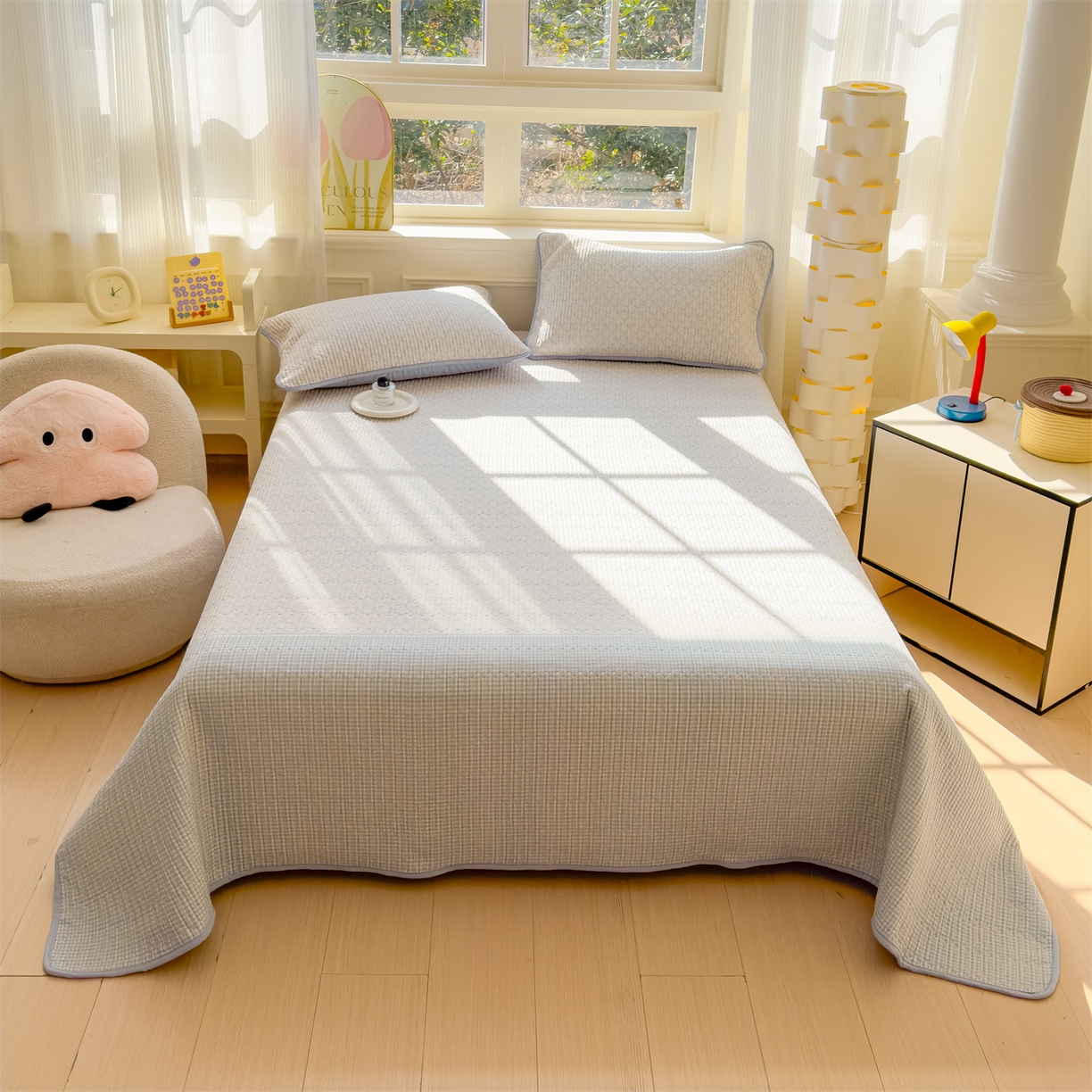 91家纺网 家纺一手货源 找家纺 （总）奥裕家纺 2026春夏新款双层纱床盖三件套