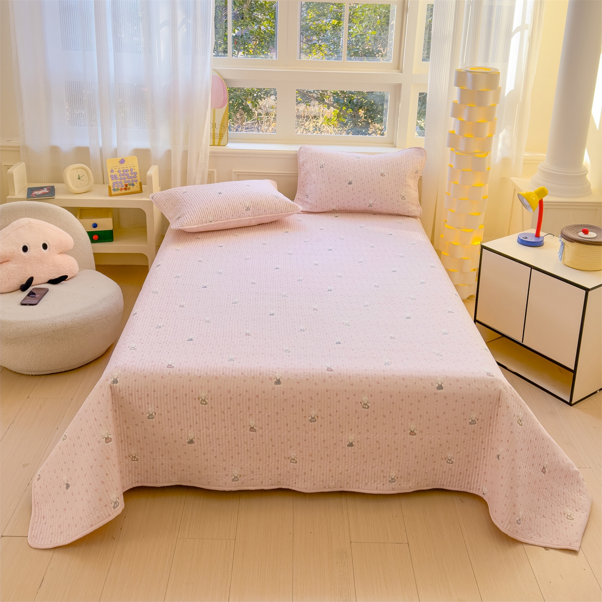 91家纺网 家纺一手货源 找家纺 （总）奥裕家纺 2026春夏新款双层纱床盖三件套