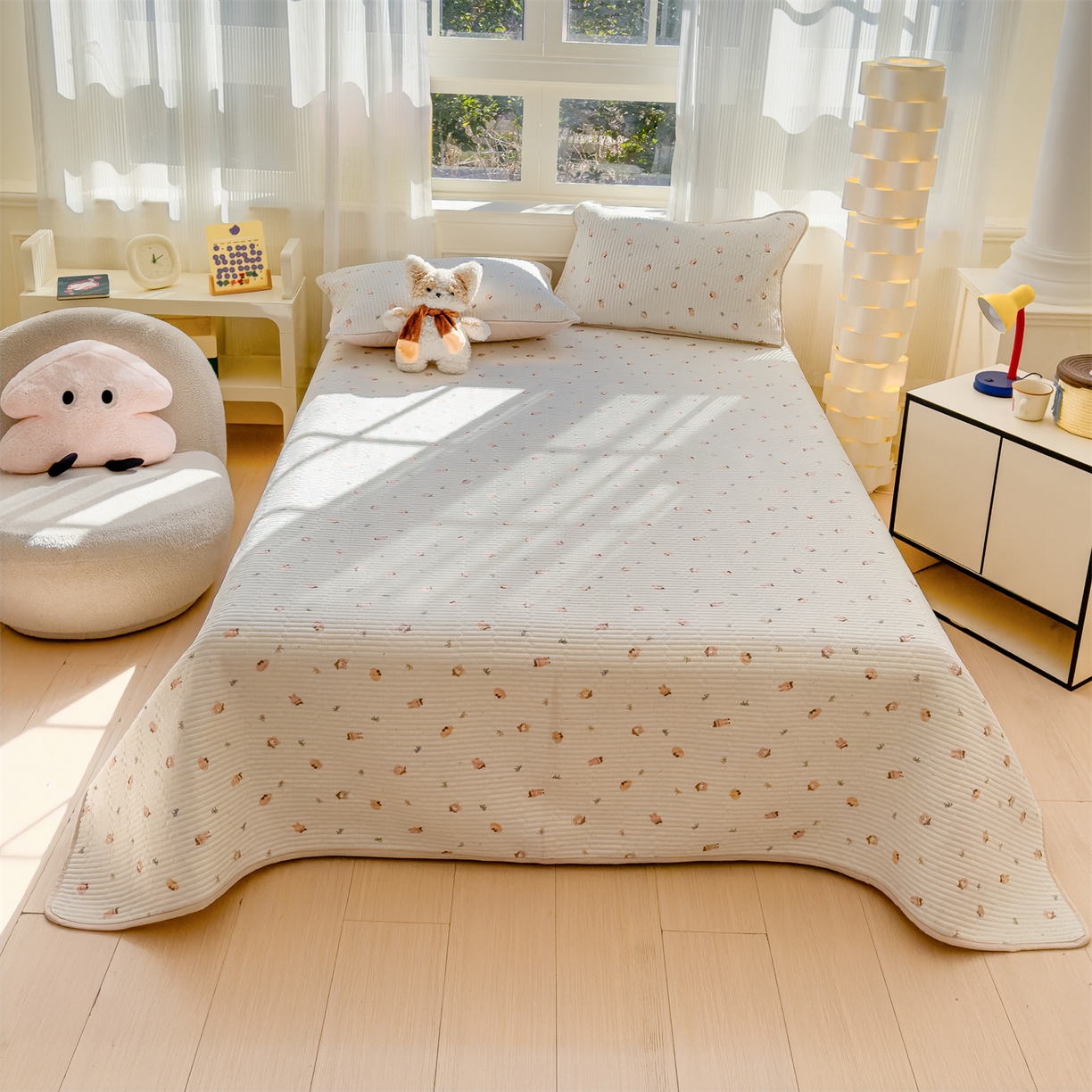 91家纺网 家纺一手货源 找家纺 （总）奥裕家纺 2026春夏新款双层纱床盖三件套