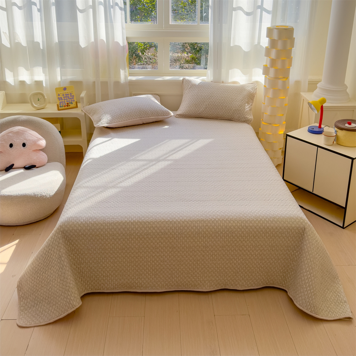 91家纺网 家纺一手货源 找家纺 （总）奥裕家纺 2026春夏新款双层纱床盖三件套