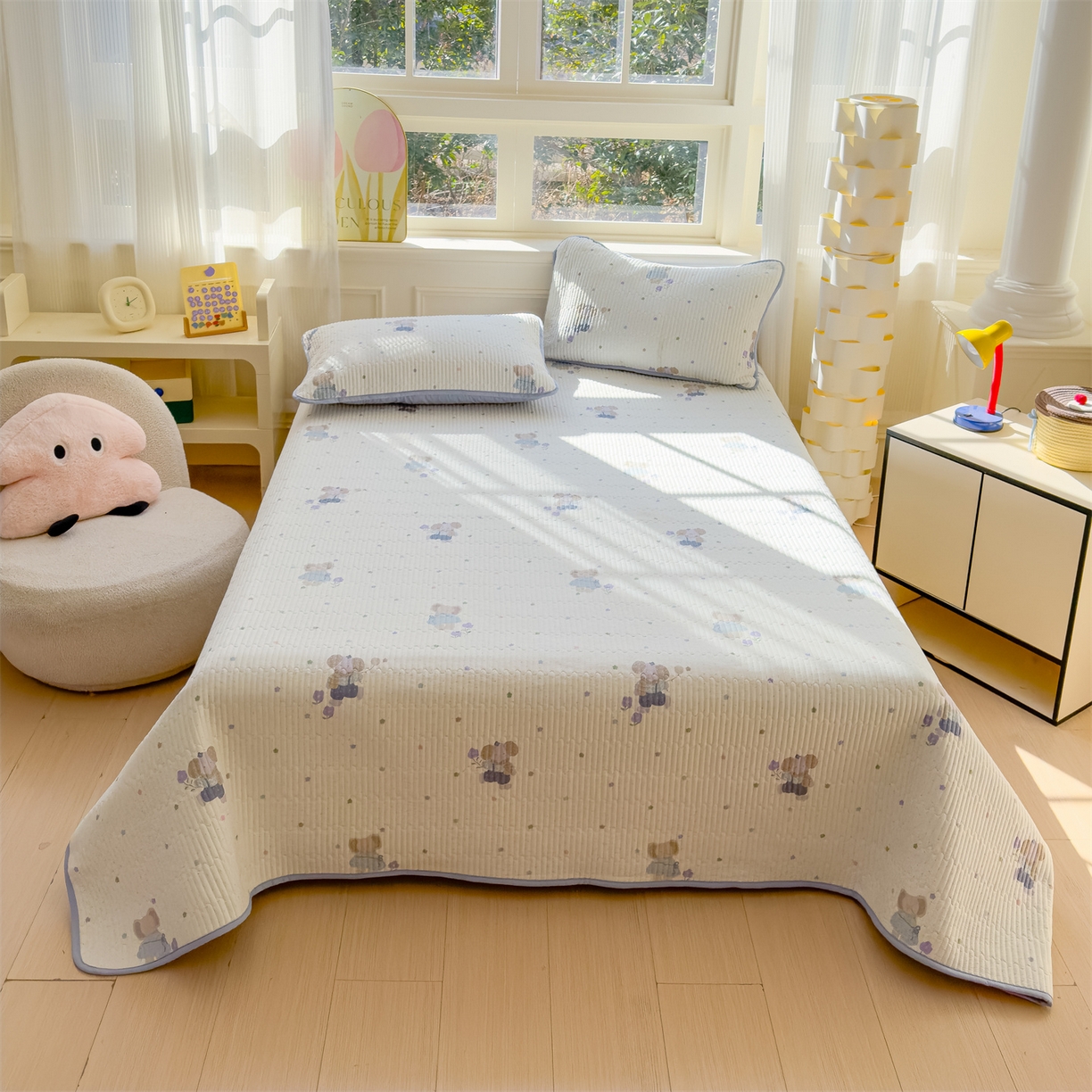 91家纺网 家纺一手货源 找家纺 （总）奥裕家纺 2026春夏新款双层纱床盖三件套