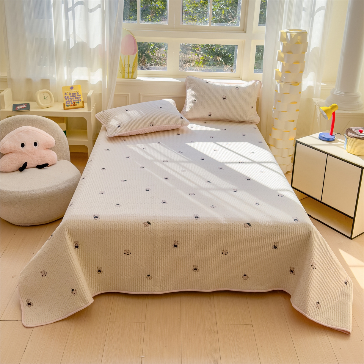 91家纺网 家纺一手货源 找家纺 （总）奥裕家纺 2026春夏新款双层纱床盖三件套