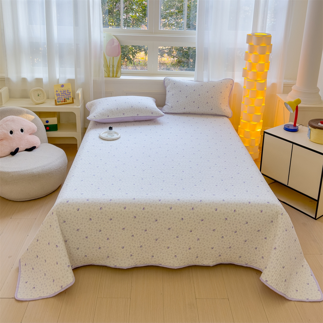 91家纺网 家纺一手货源 找家纺 （总）奥裕家纺 2026春夏新款双层纱床盖三件套