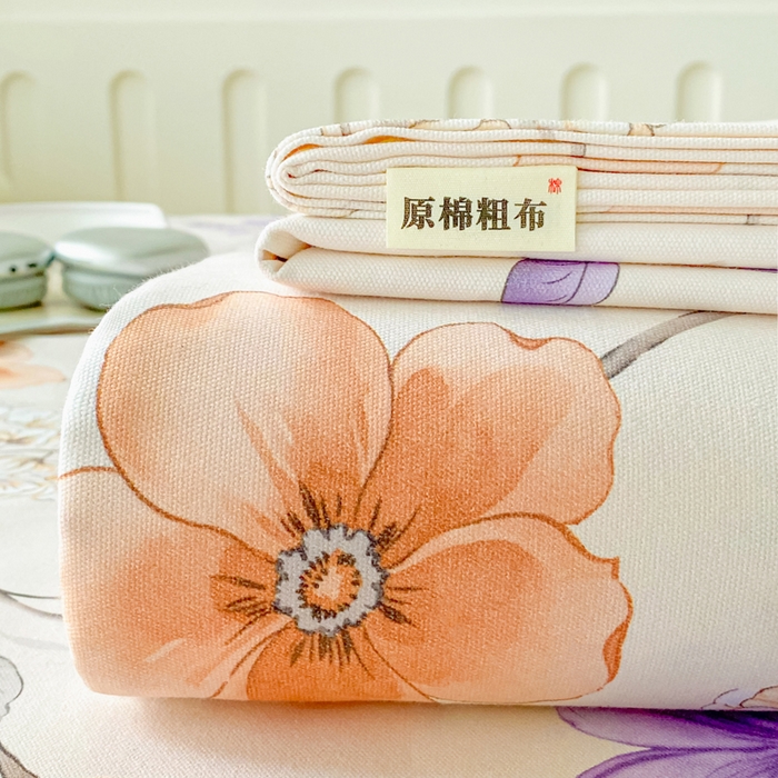 首爱家纺 2026春夏新款100%全棉纯棉老粗布床单凉席席子 洛神花间