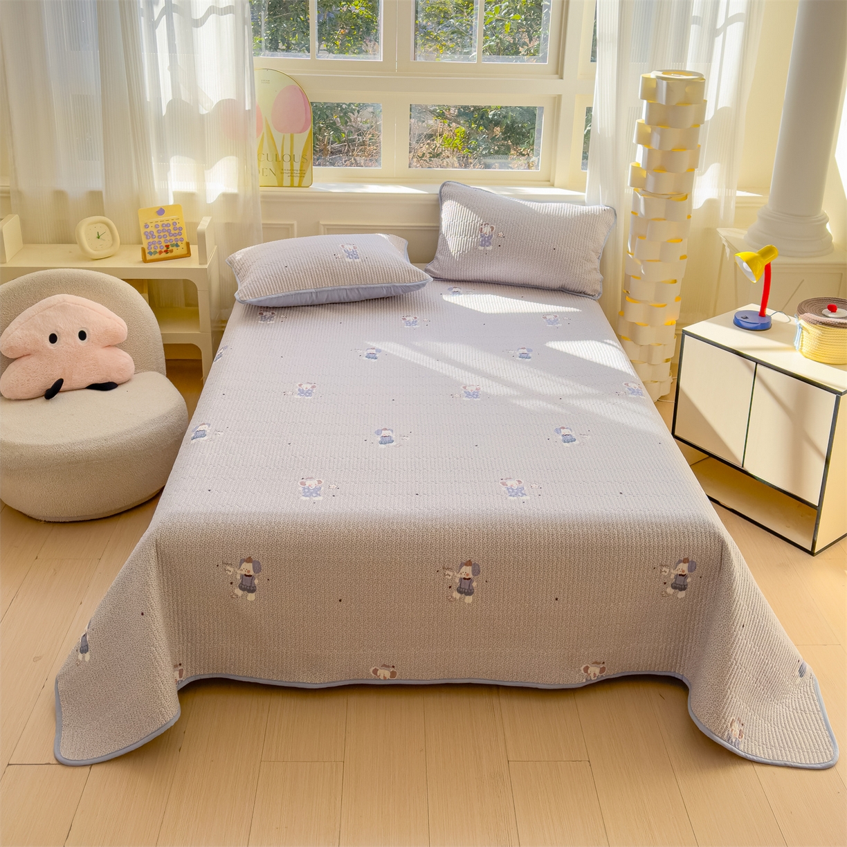 91家纺网 家纺一手货源 找家纺 （总）奥裕家纺 2026春夏新款双层纱床盖三件套