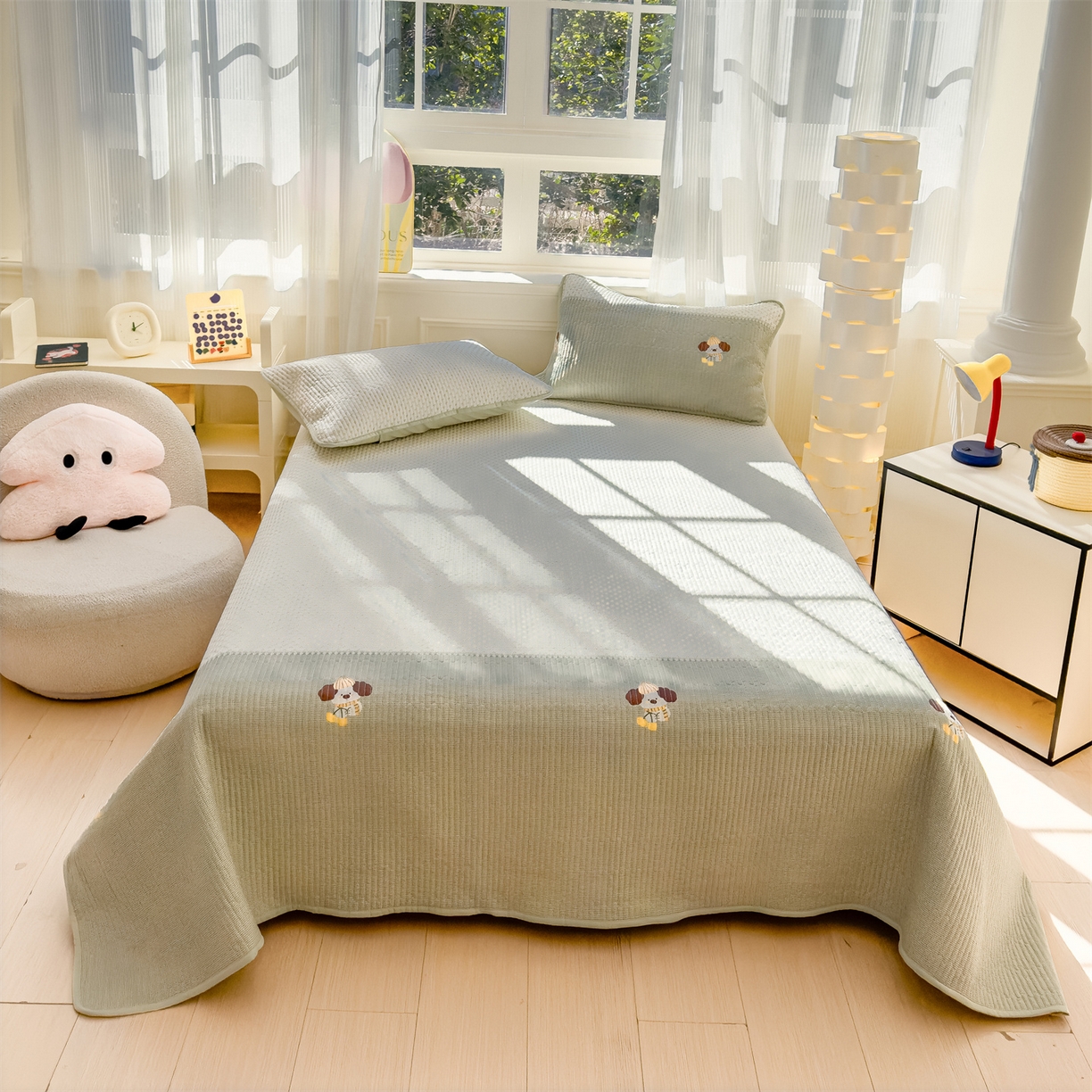 91家纺网 家纺一手货源 找家纺 （总）奥裕家纺 2026春夏新款双层纱床盖三件套