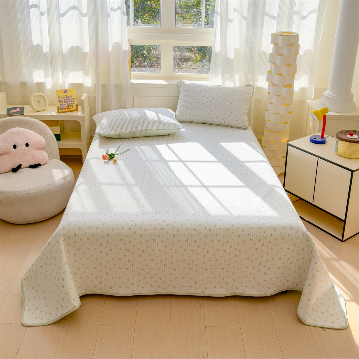 91家纺网 家纺一手货源 找家纺 （总）奥裕家纺 2026春夏新款双层纱床盖三件套