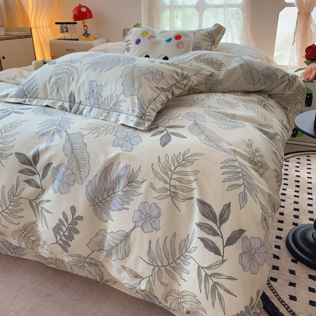 91家纺网 家纺一手货源 找家纺 莱豫家纺 2025新款全棉纯棉小清新印花四件套-第二波 秋叶