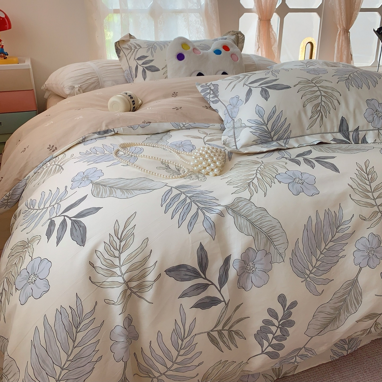 91家纺网 家纺一手货源 找家纺 莱豫家纺 2025新款全棉纯棉小清新印花四件套-第二波 秋叶