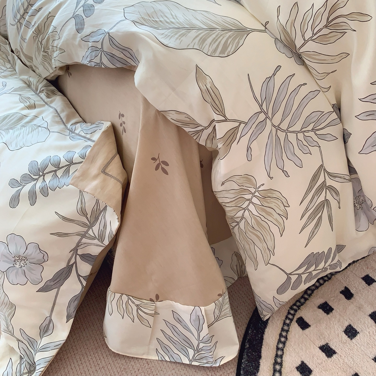 91家纺网 家纺一手货源 找家纺 莱豫家纺 2025新款全棉纯棉小清新印花四件套-第二波 秋叶