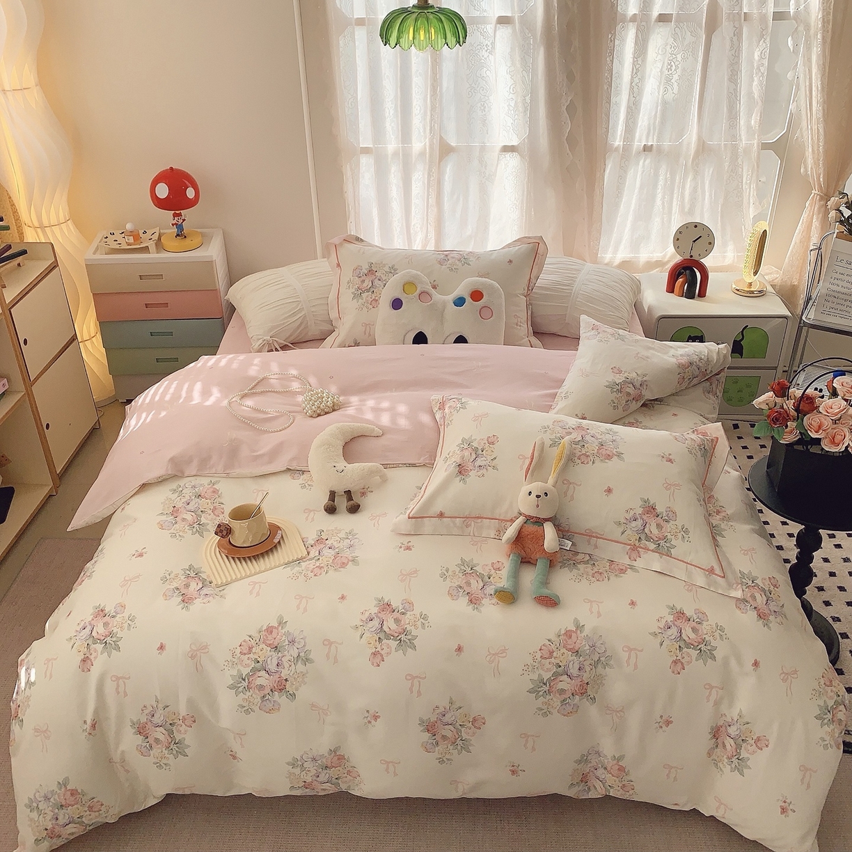 91家纺网 家纺一手货源 找家纺 莱豫家纺 2025新款全棉纯棉小清新印花四件套-第二波 卿本佳人