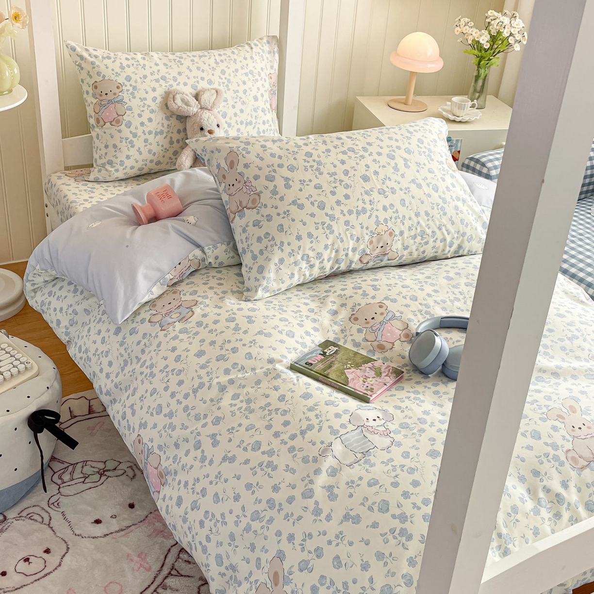 91家纺网 家纺一手货源 找家纺 女子家纺 2026新款春夏13070印花床笠单品床笠床笠单件 甜梦小熊