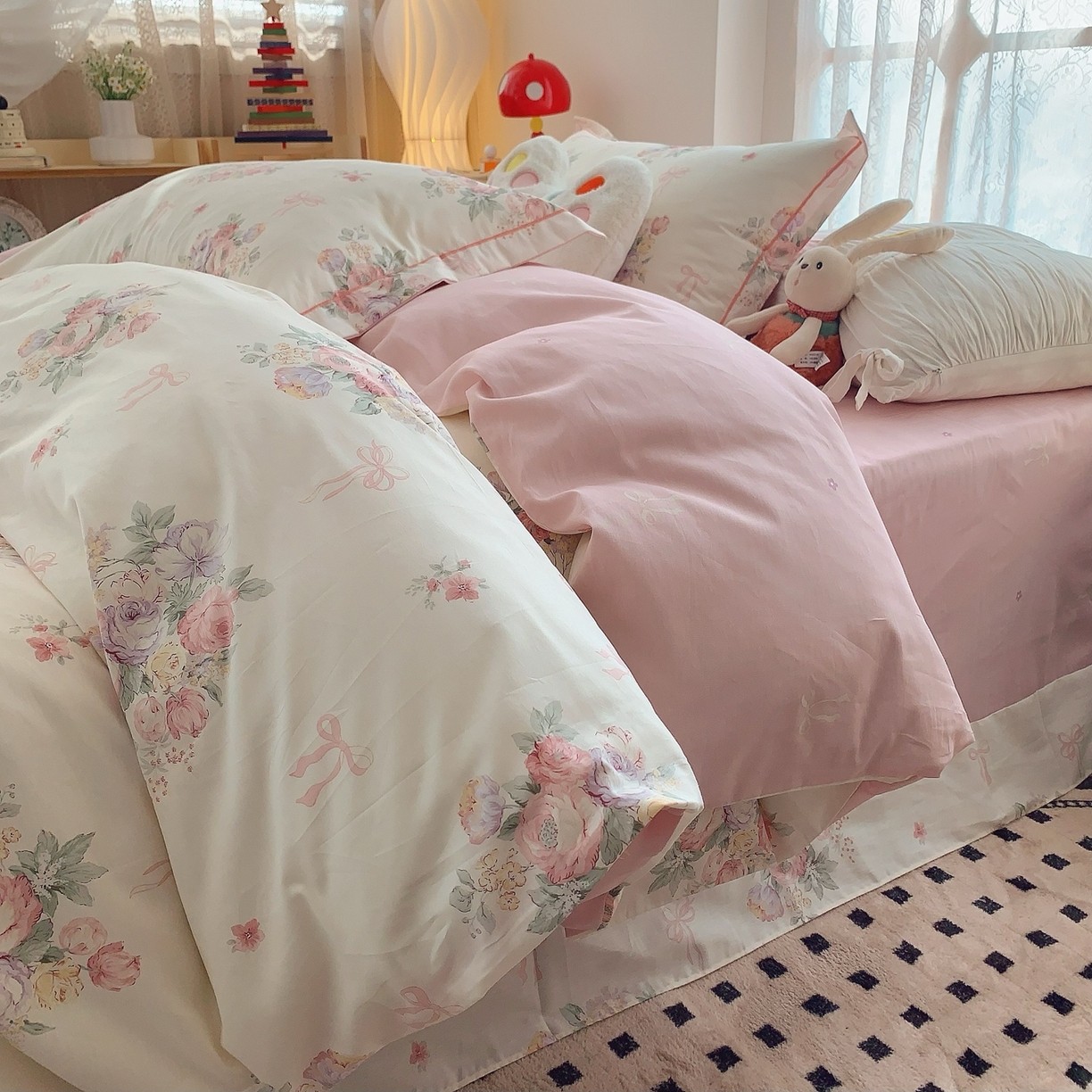 91家纺网 家纺一手货源 找家纺 莱豫家纺 2025新款全棉纯棉小清新印花四件套-第二波 卿本佳人