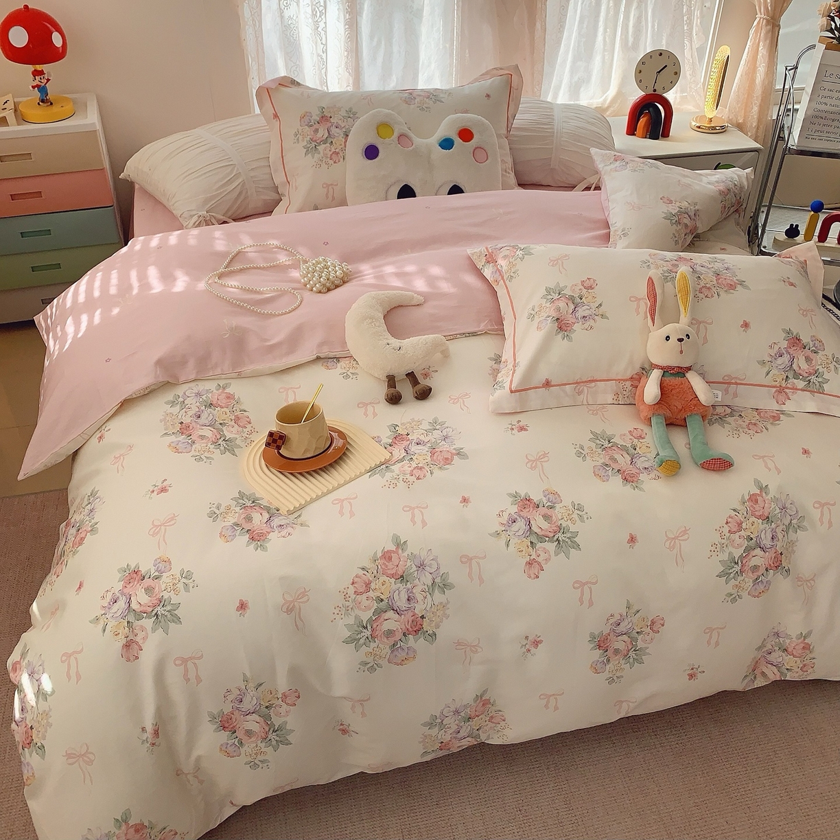 91家纺网 家纺一手货源 找家纺 莱豫家纺 2025新款全棉纯棉小清新印花四件套-第二波 卿本佳人