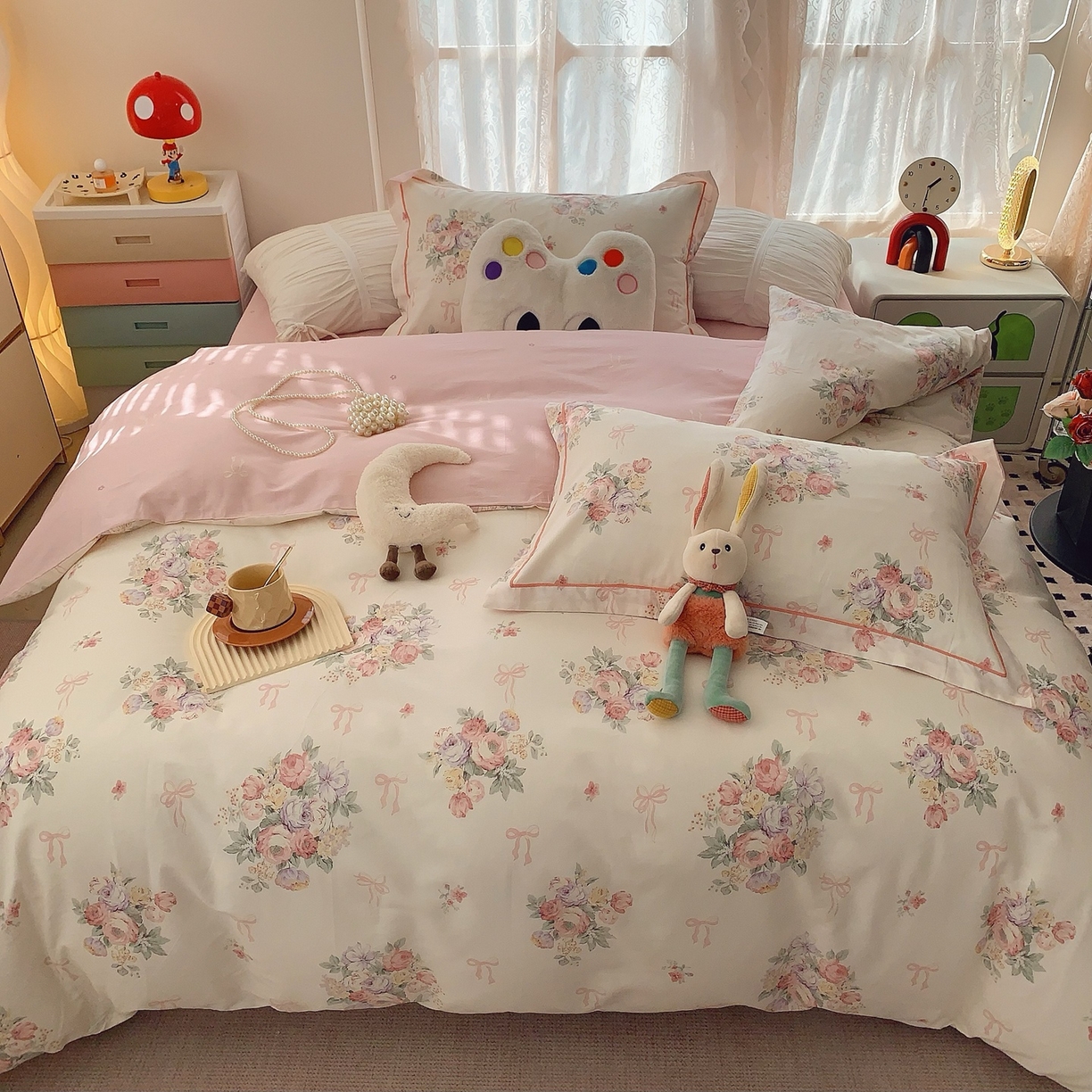 91家纺网 家纺一手货源 找家纺 莱豫家纺 2025新款全棉纯棉小清新印花四件套-第二波 卿本佳人