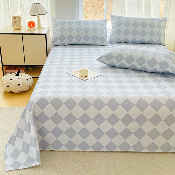 91家纺网 家纺一手货源 找家纺 首爱家纺 2026春夏新款100%全棉纯棉老粗布床单凉席席子 浅菱