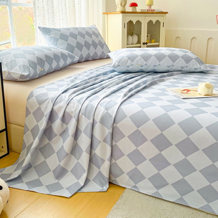 91家纺网 家纺一手货源 找家纺 首爱家纺 2026春夏新款100%全棉纯棉老粗布床单凉席席子 浅菱