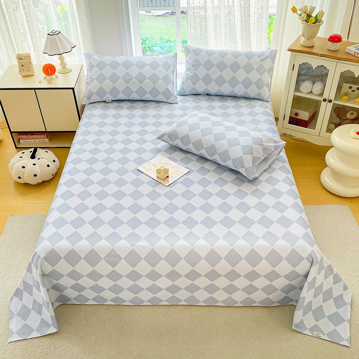 91家纺网 家纺一手货源 找家纺 首爱家纺 2026春夏新款100%全棉纯棉老粗布床单凉席席子 浅菱