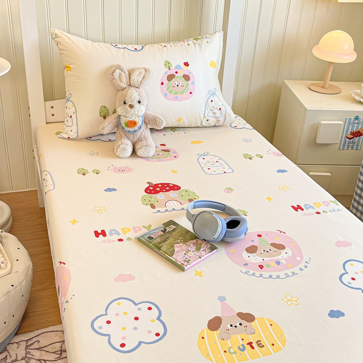 91家纺网 家纺一手货源 找家纺 女子家纺 2026新款春夏13070印花床笠单品床笠床笠单件 香草泡芙