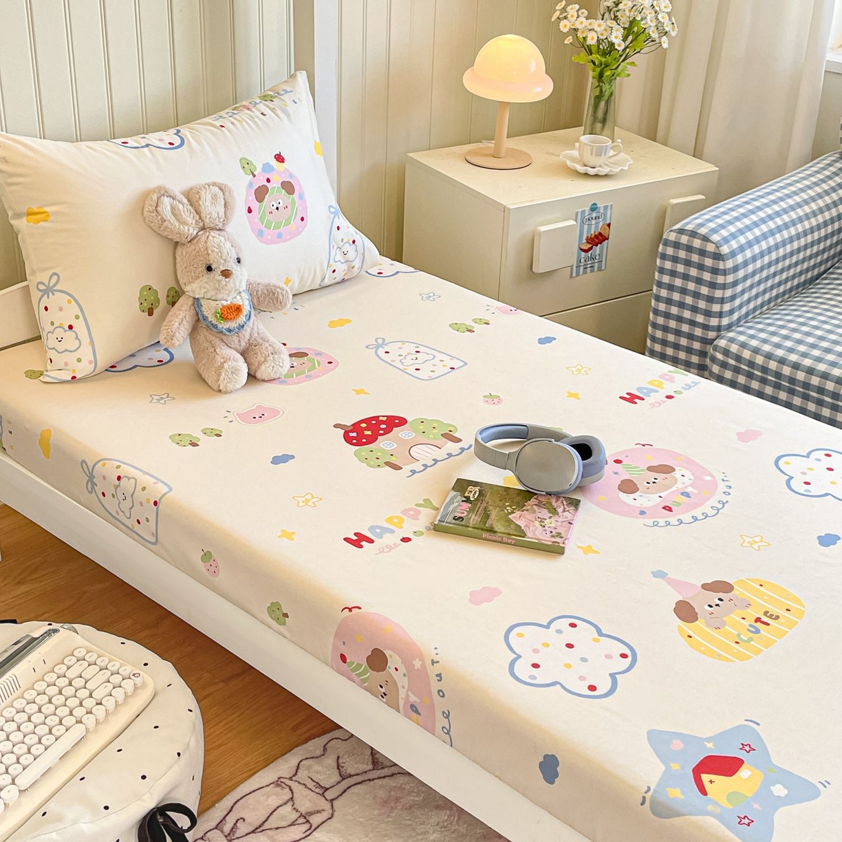 91家纺网 家纺一手货源 找家纺 女子家纺 2026新款春夏13070印花床笠单品床笠床笠单件 香草泡芙