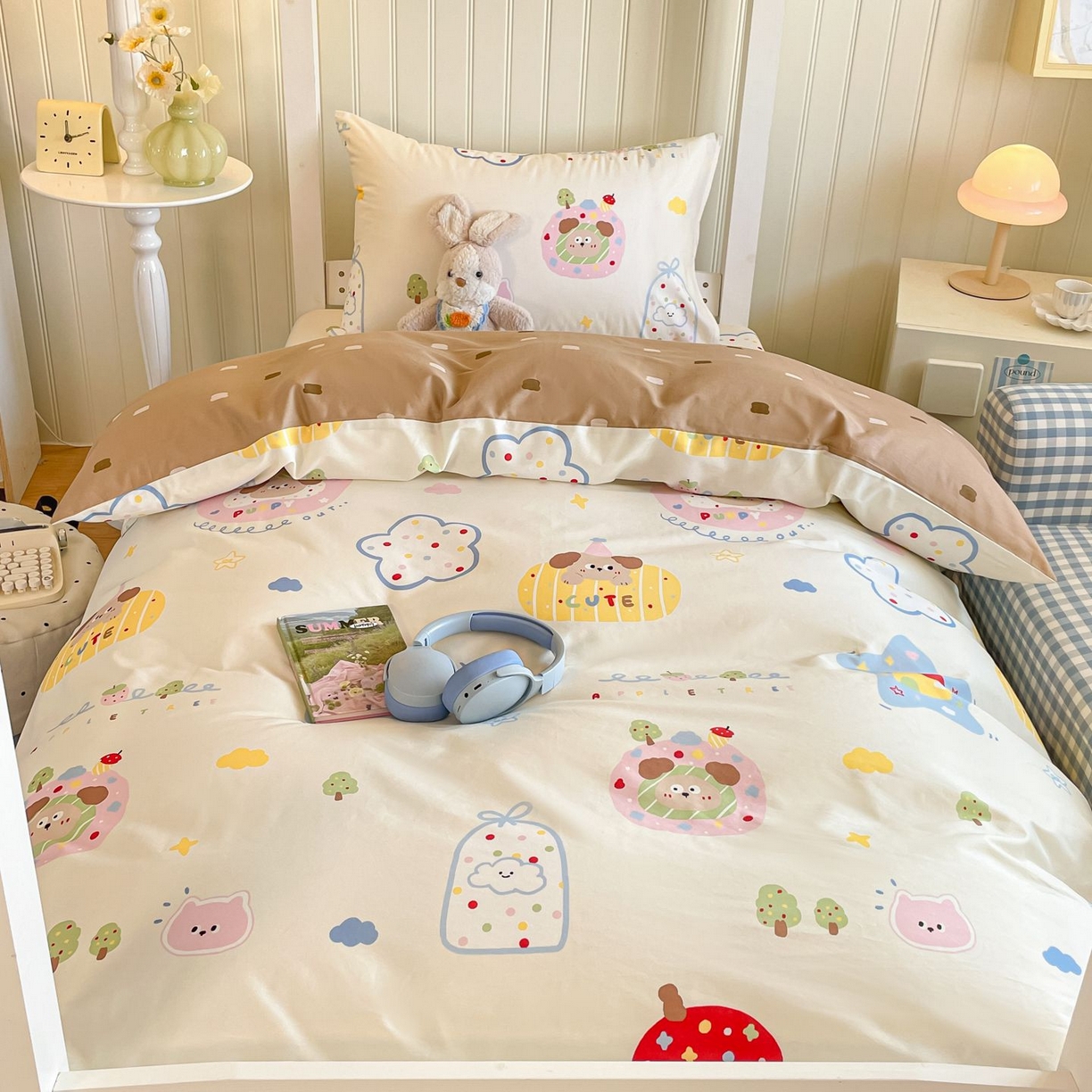 91家纺网 家纺一手货源 找家纺 女子家纺 2026新款春夏13070印花床笠单品床笠床笠单件 香草泡芙