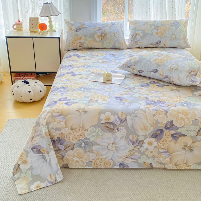 91家纺网 家纺一手货源 找家纺 首爱家纺 2026春夏新款100%全棉纯棉老粗布床单凉席席子 浅棠