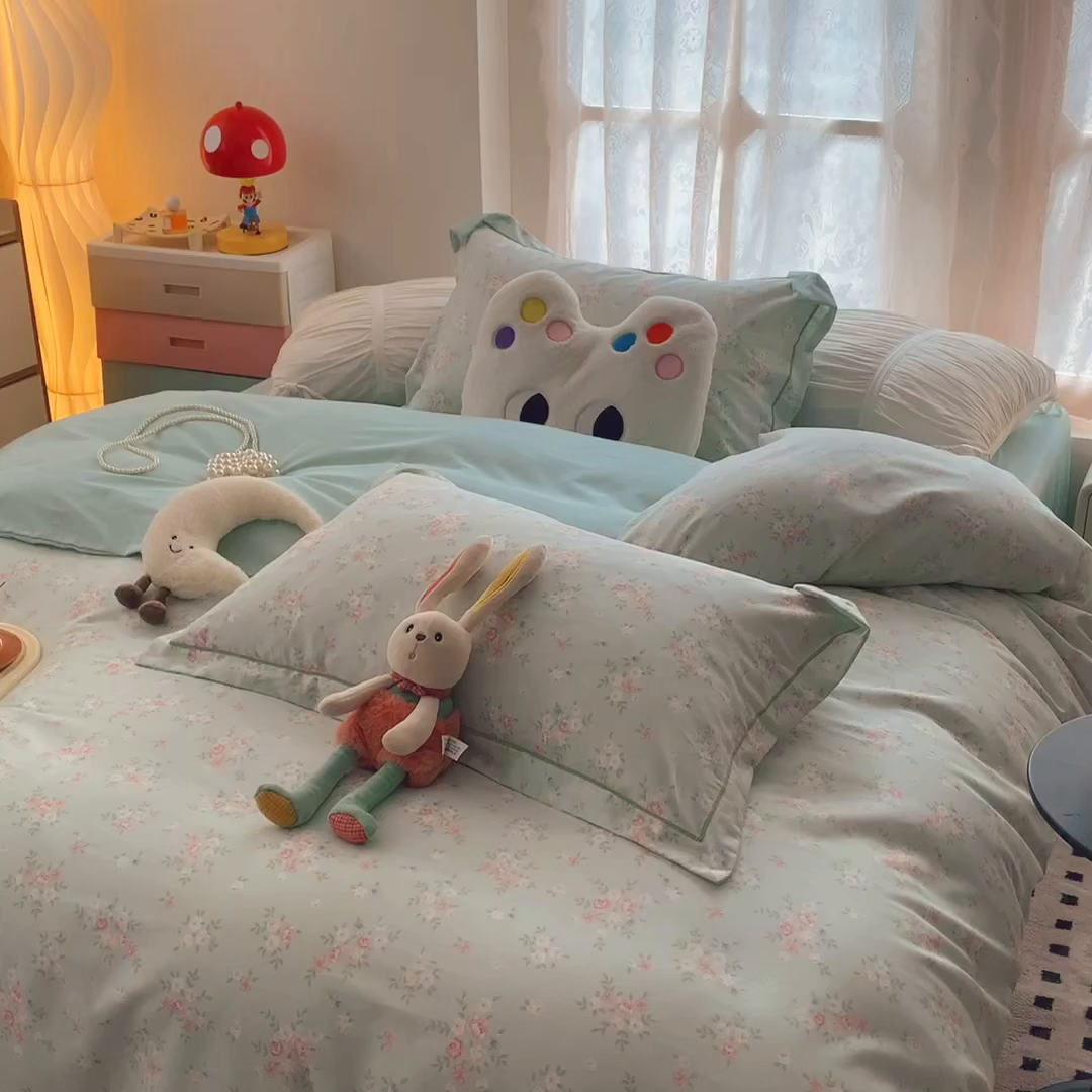 91家纺网 家纺一手货源 找家纺 莱豫家纺 2025新款全棉纯棉小清新印花四件套-第二波 柠夏