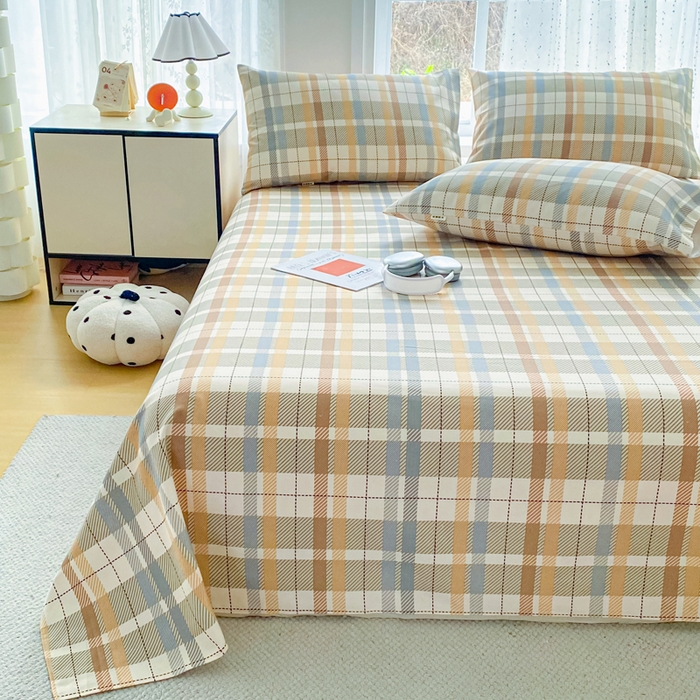 91家纺网 家纺一手货源 找家纺 首爱家纺 2026春夏新款100%全棉纯棉老粗布床单凉席席子 浅棕