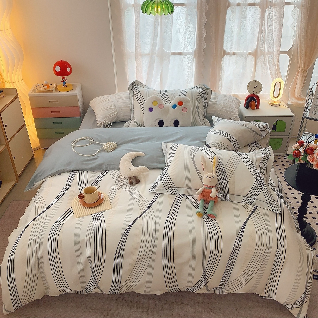 91家纺网 家纺一手货源 找家纺 莱豫家纺 2025新款全棉纯棉小清新印花四件套-第二波 莱茵河灰