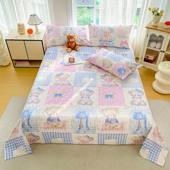 91家纺网 家纺一手货源 找家纺 首爱家纺 2026春夏新款100%全棉纯棉老粗布床单凉席席子 童格