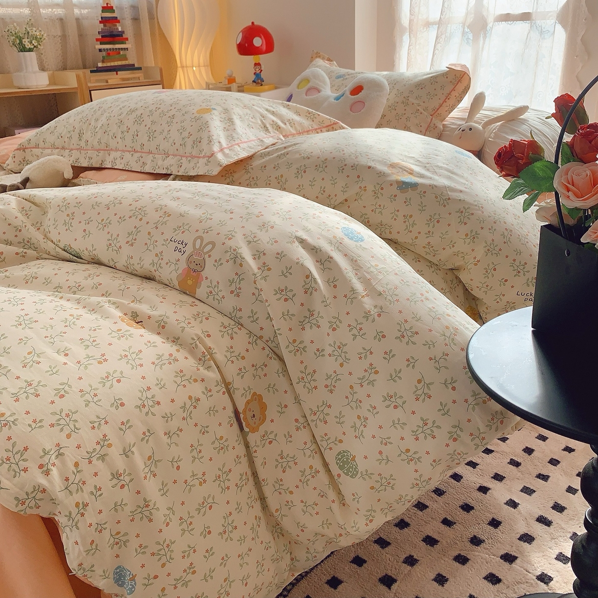 91家纺网 家纺一手货源 找家纺 莱豫家纺 2025新款全棉纯棉小清新印花四件套-第二波 可可甜心