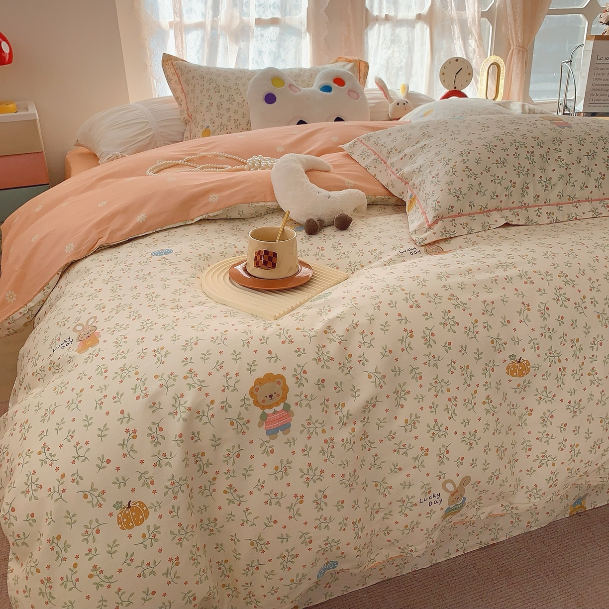 91家纺网 家纺一手货源 找家纺 莱豫家纺 2025新款全棉纯棉小清新印花四件套-第二波 可可甜心