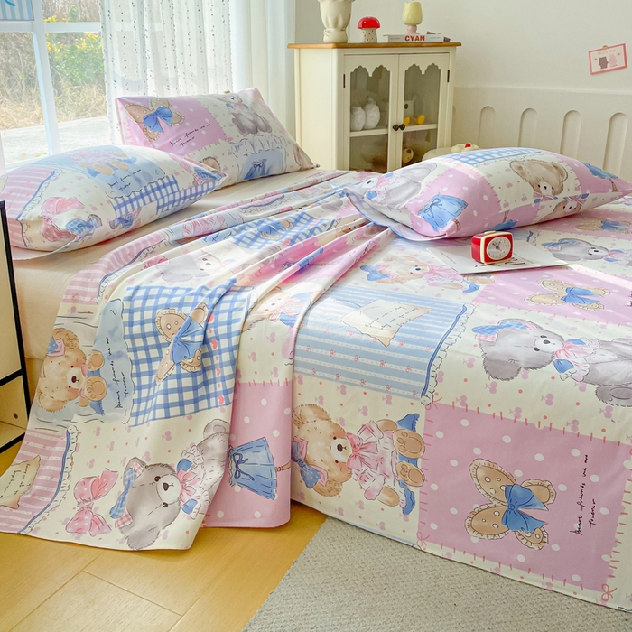 91家纺网 家纺一手货源 找家纺 首爱家纺 2026春夏新款100%全棉纯棉老粗布床单凉席席子 童格