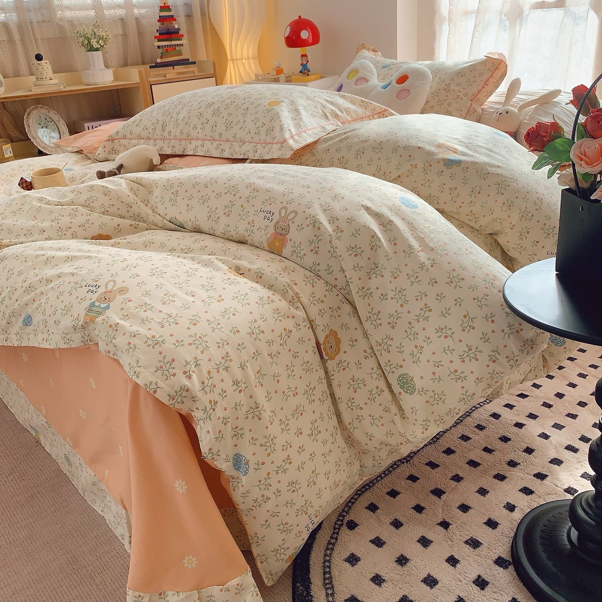 91家纺网 家纺一手货源 找家纺 莱豫家纺 2025新款全棉纯棉小清新印花四件套-第二波 可可甜心